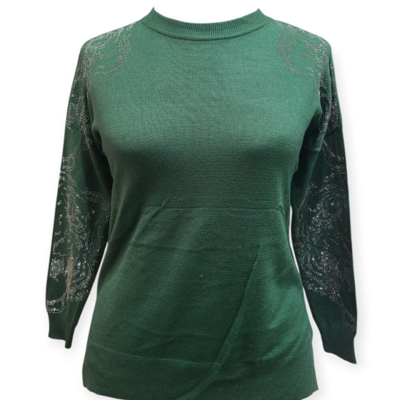 Sweater Dama apliques brillos brazo